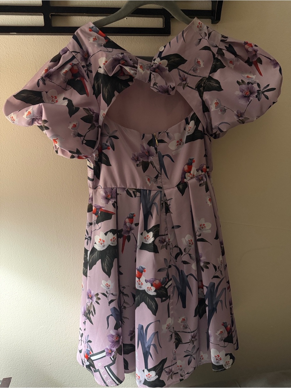 Ted Baker Lilac Floral Puff-Sleeve Party Dress - Picture 3 of 5